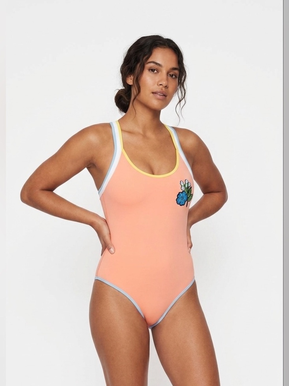 TRIANGL Marilou Neoprene Floral One-Piece Swimsuit Size S Retro Surf Vacation